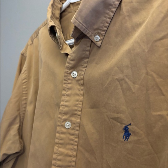 Large Ralph Lauren Tan button down 100% Cotton shirt - Picture 2 of 5